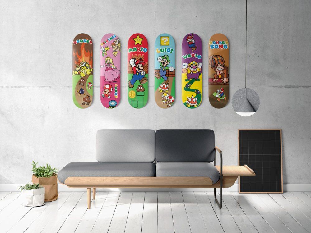 Wall mounted skate decks